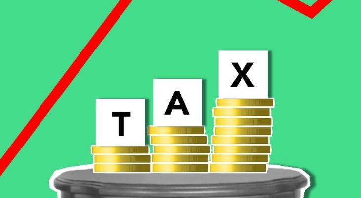 illustration with coins for tax under chart