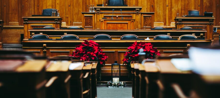 wooden interior of a courthouse