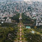 green gardens in cityscape