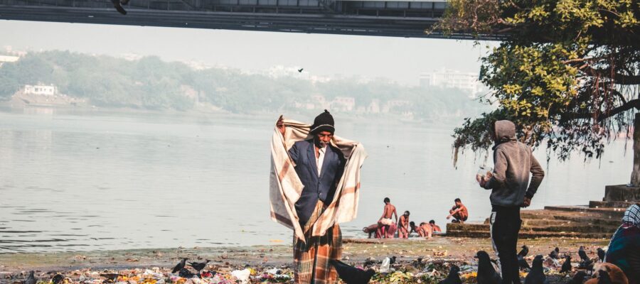 morning scene at howrah bridge in kolkata india