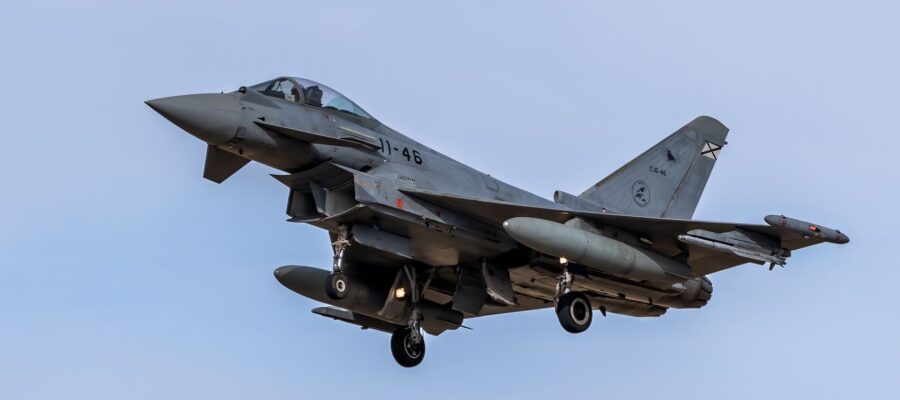 eurofighter typhoon in flight over spain
